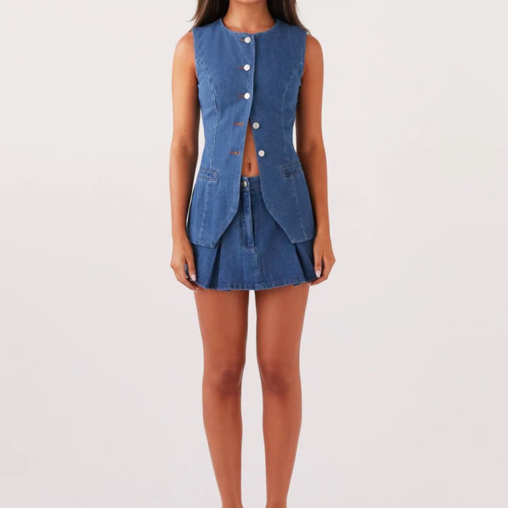NWT Peppermayo Denim Mini Skirt & Denim Vest US 0 / AU 4 - Picture 2 of 3
